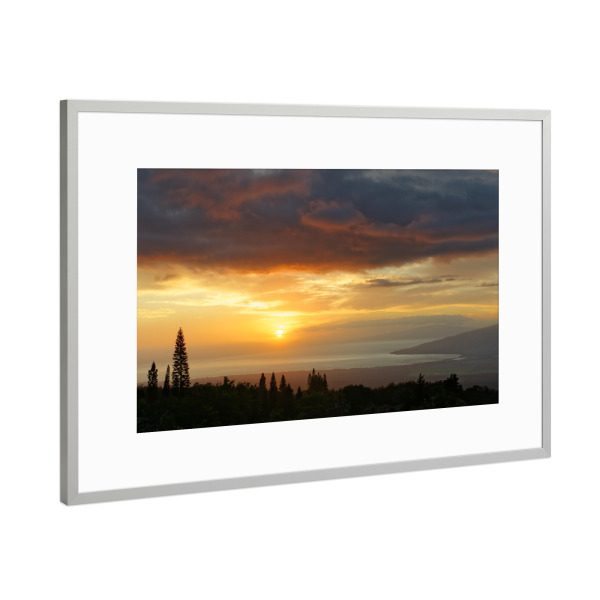 Poster mit Rahmen Silber "Hawaii - Sonnenuntergang auf Maui" artboxONE - Natur,Reise,Reise / Länder