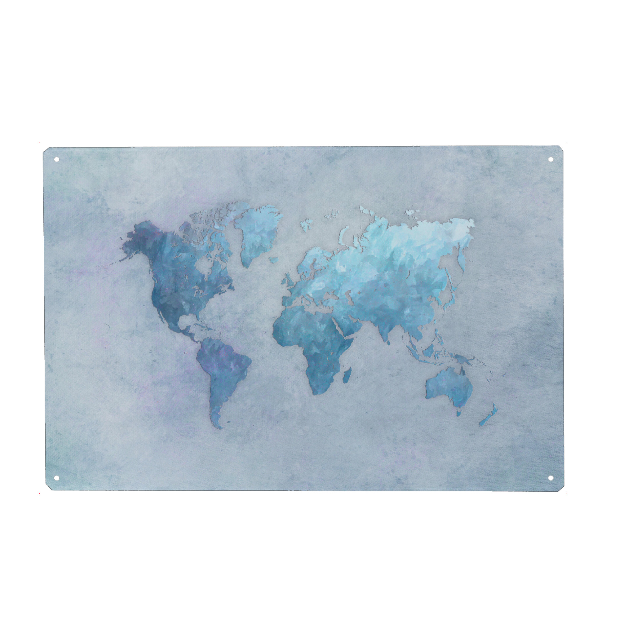 Metall Poster "World map arctic blue" artboxONE - Reise,Kartografie