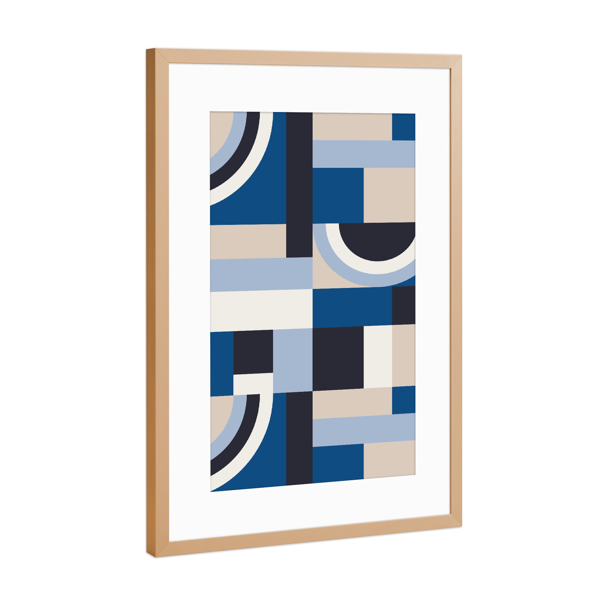 Poster mit Rahmen Kupfer "Classic Blue Blocks" artboxONE - Abstrakt,Geometrie