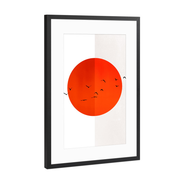 Poster mit Rahmen Schwarz (Metallic) "Seagulls Of The Sun" artboxONE - Natur,Tiere,Abstrakt