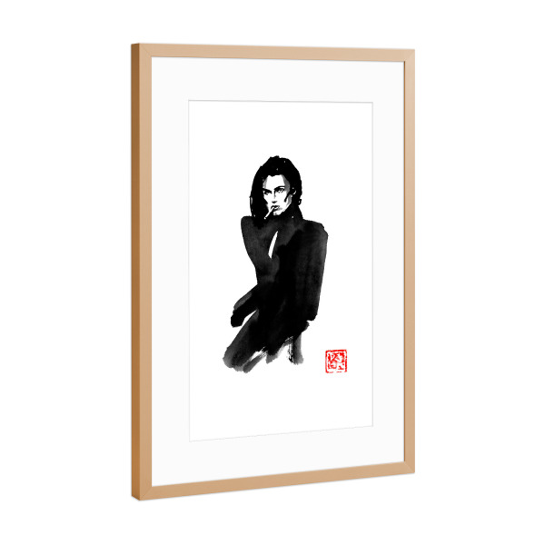 Poster mit Rahmen Kupfer "Fashion woman with cigarette" artboxONE - Fashion - Fashion,Woman,Cigarette,Sumie,Female,Frau,Zigarette,Japan,Zen