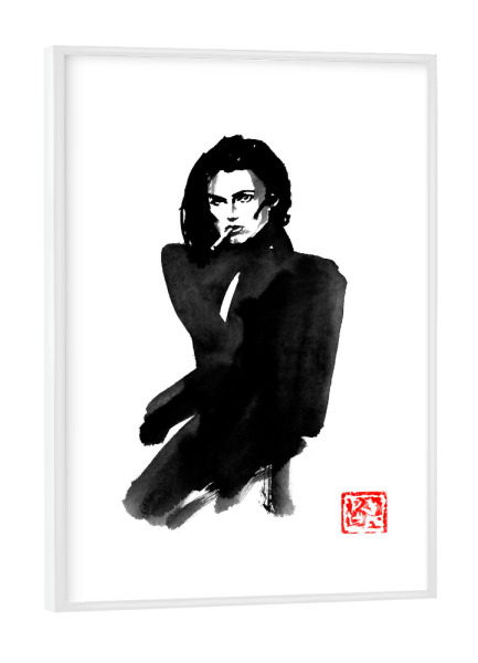 Poster mit weißem Rahmen "Fashion woman with cigarette" artboxONE - Fashion - Fashion,Woman,Cigarette,Sumie,Female,Frau,Zigarette,Japan,Zen