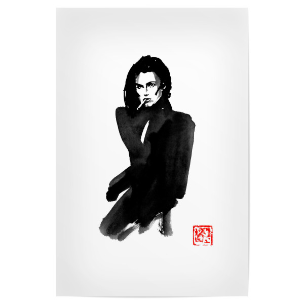 Poster "Fashion woman with cigarette" artboxONE - Fashion - Fashion,Woman,Cigarette,Sumie,Female,Frau,Zigarette,Japan,Zen