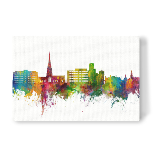 Leinwandbild "Solihull England Skyline" artboxONE - Städte - Solihull,England,Skyline,Cityscape,Stadtbild,Watercolor,City,Stadt,Bunt,Colorful