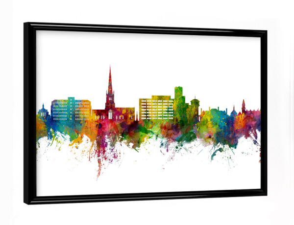 Poster mit schwarzem Rahmen "Solihull England Skyline" artboxONE - Städte