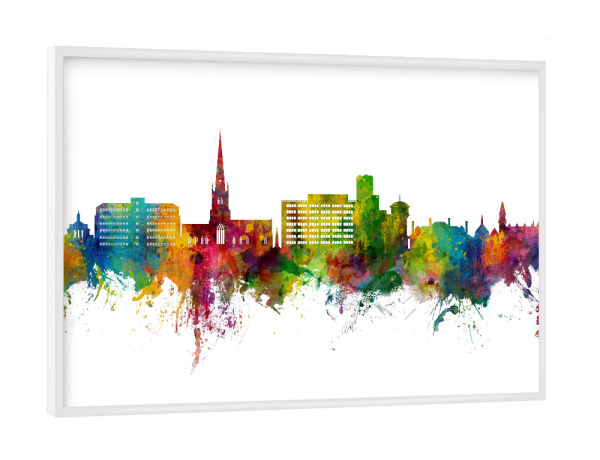 Poster mit weißem Rahmen "Solihull England Skyline" artboxONE - Städte