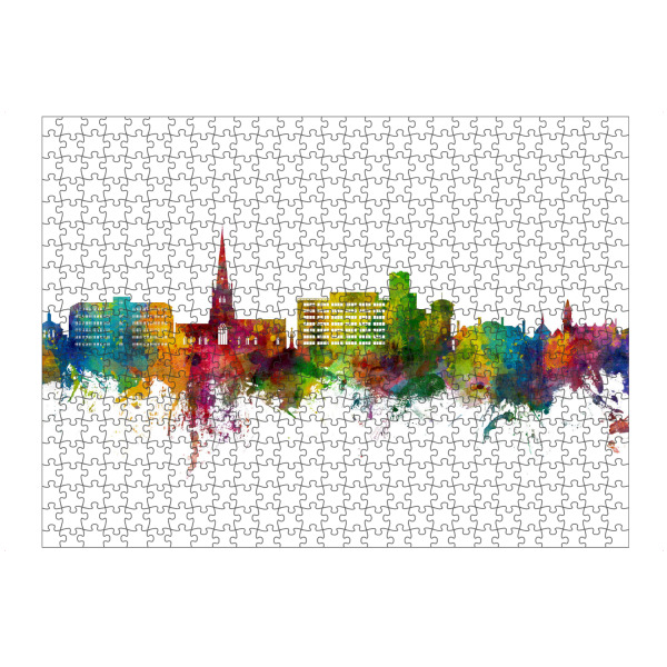Puzzle Ravensburger "Solihull England Skyline" artboxONE - Städte - Solihull,England,Skyline,Cityscape,Stadtbild,Watercolor,City,Stadt,Bunt,Colorful