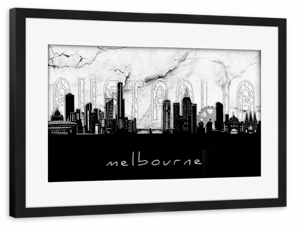 Poster mit Rahmen schwarz "Melbourne skyline marble" artboxONE - Städte,Reise,Architektur,Marmor