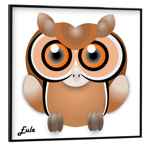 Poster mit schwarzem Rahmen 30x30 cm "Eule Afrika" artboxONE - Für Kinder,Tiere,Comic