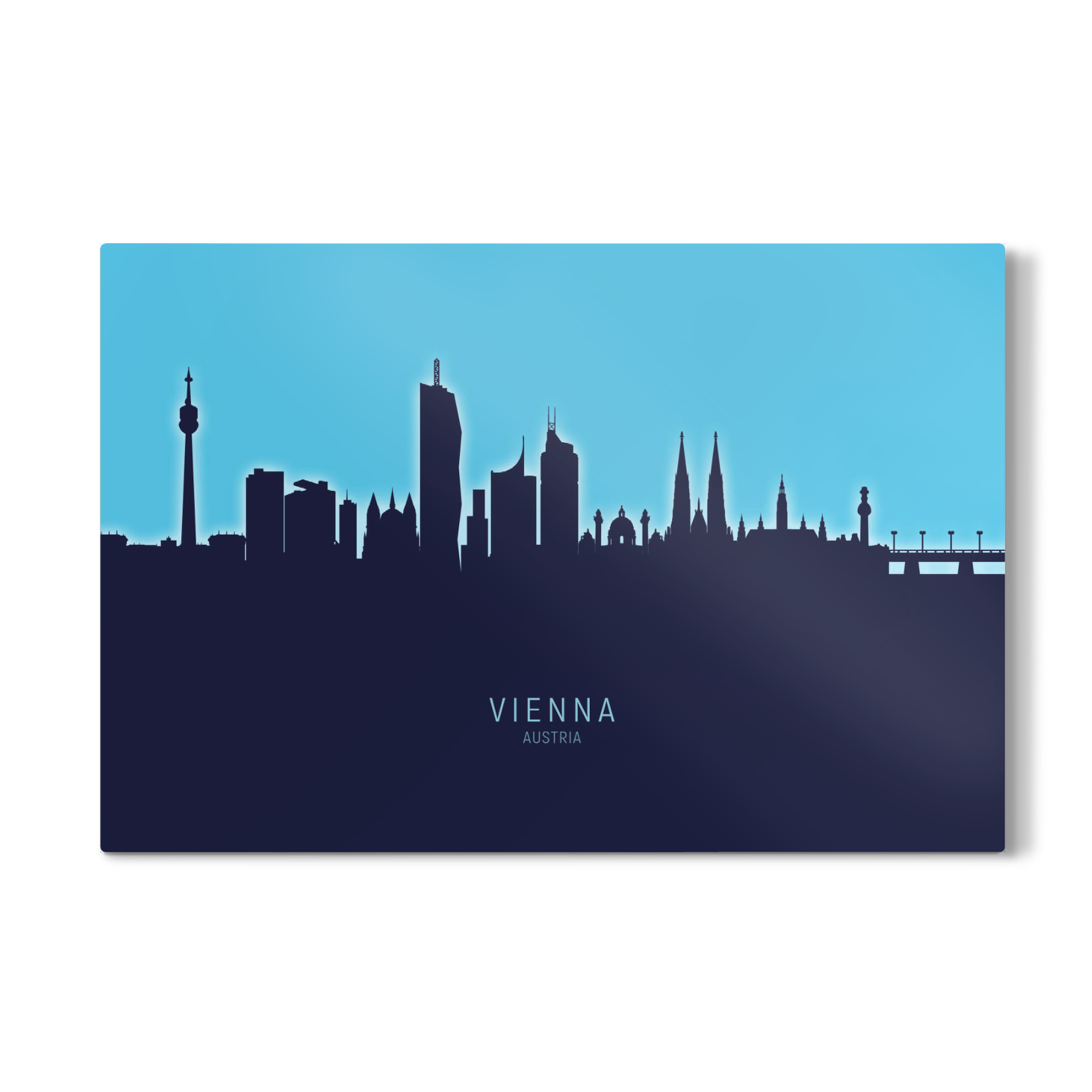 Galerie-Print "Vienna Austria Skyline Glow Blue" 30x20 cm artboxONE
