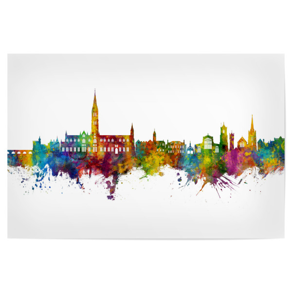 Poster "Salisbury England Skyline" artboxONE - Städte - Salisbury,England,Skyline,Cityscape,Stadtbild,Watercolor,City,Stadt,Colorful,Bunt