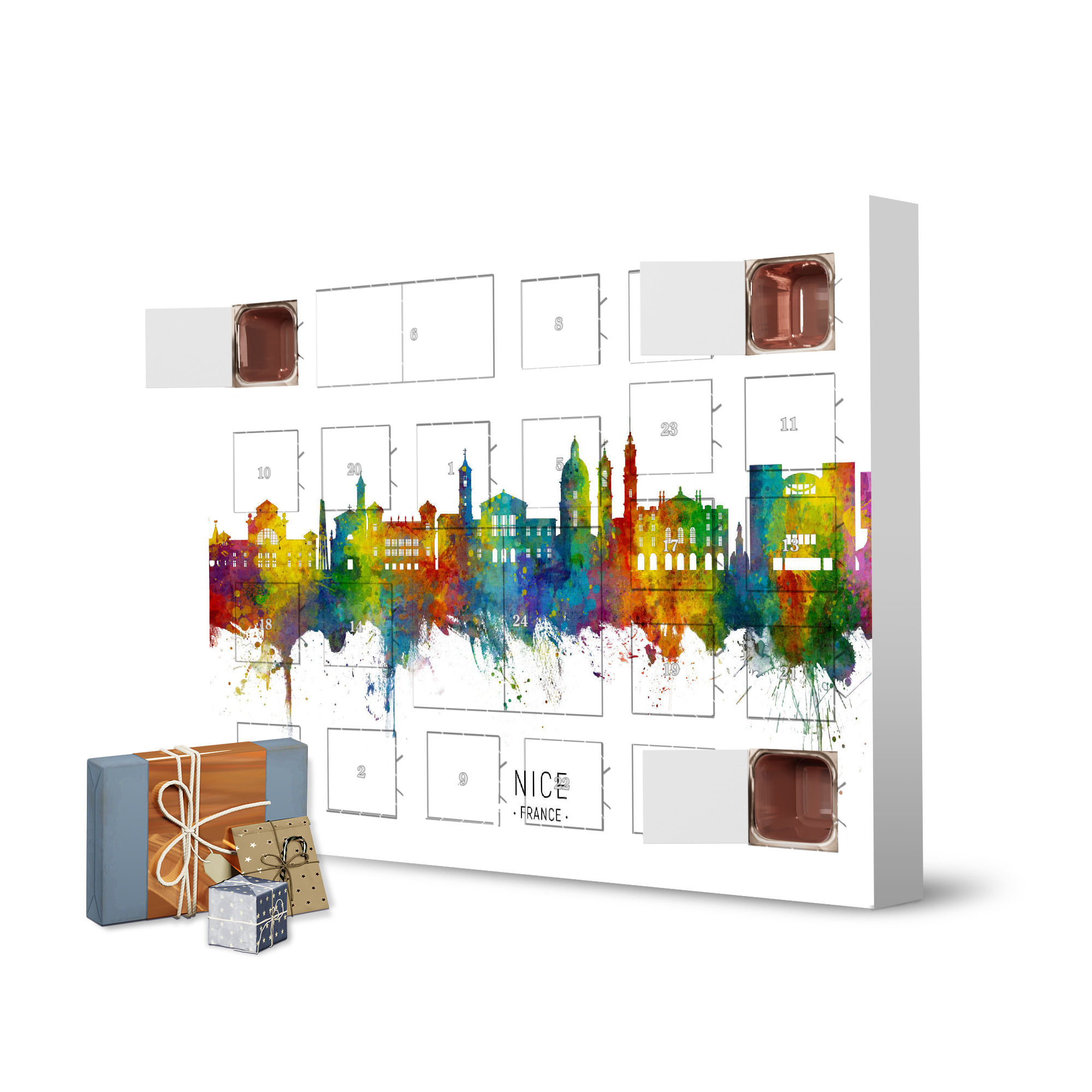 Adventskalender zum Selbstbefüllen Nice France Skyline txt artboxONE Adventskalender Städte