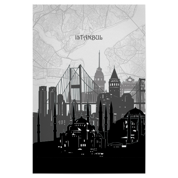 Poster "Istanbul cityscape map" artboxONE - Städte,Reise,Architektur,Städte / Istanbul,Kartografie