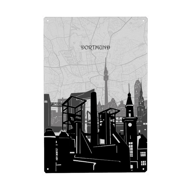 Metall Poster "Dortmund cityscape map" artboxONE - Städte,Reise,Architektur,Kartografie