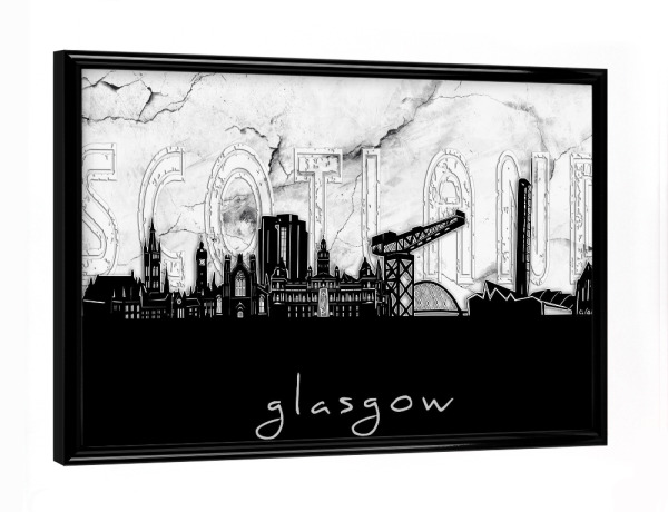 Poster mit schwarzem Rahmen "Glasgow skyline marble" artboxONE - Städte,Reise,Architektur,Marmor