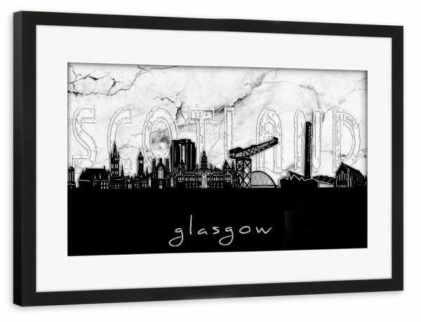 Poster mit Rahmen schwarz "Glasgow skyline marble" artboxONE - Städte,Reise,Architektur,Marmor