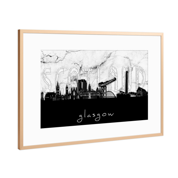Poster mit Rahmen Kupfer "Glasgow skyline marble" artboxONE - Städte,Reise,Architektur,Marmor