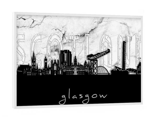 Poster mit weißem Rahmen "Glasgow skyline marble" artboxONE - Städte,Reise,Architektur,Marmor