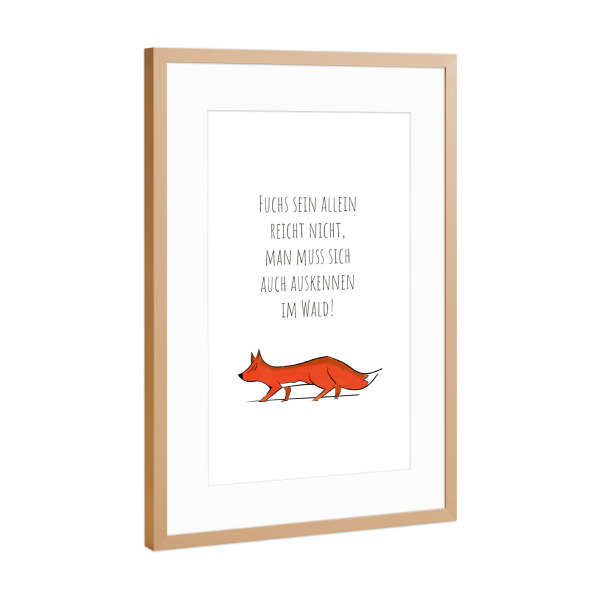 Poster mit Rahmen Kupfer "Der Fuchs im Wald" artboxONE - Typografie,Für Kinder,Tiere,Abstrakt,Lustig