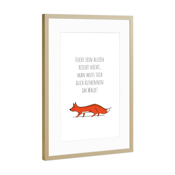 Poster mit Rahmen Gold "Der Fuchs im Wald" artboxONE - Typografie,Für Kinder,Tiere,Abstrakt,Lustig