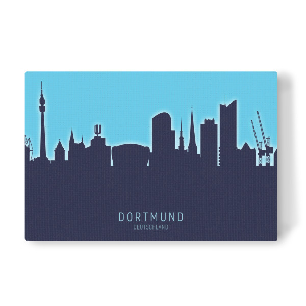 Leinwandbild "Dortmund Germany Skyline Glow Blue" artboxONE - Städte