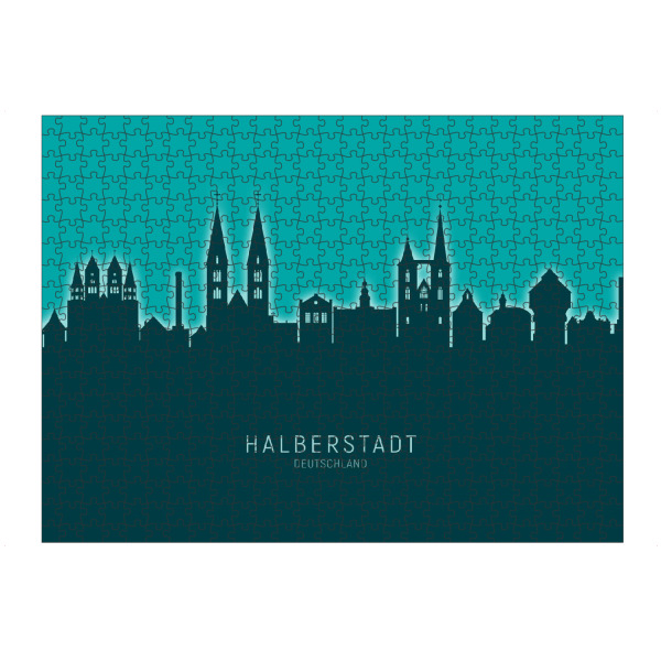 artboxONE Puzzle "Halberstadt Skyline Glow Teal" artboxONE - Städte