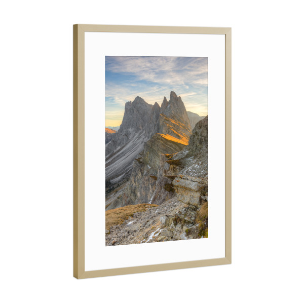 Poster mit Rahmen Gold "Seceda Südtirol" artboxONE - Natur,Reise / Länder