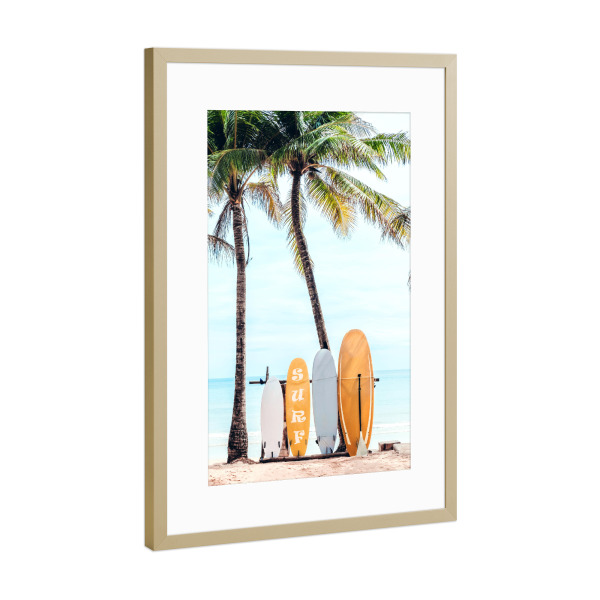 Poster mit Rahmen Gold "Choose Your Surfboard" artboxONE - Natur,Für Kinder,Reise / Strand und Meer,Sport / Sommerspiele,Städte / Los Angeles