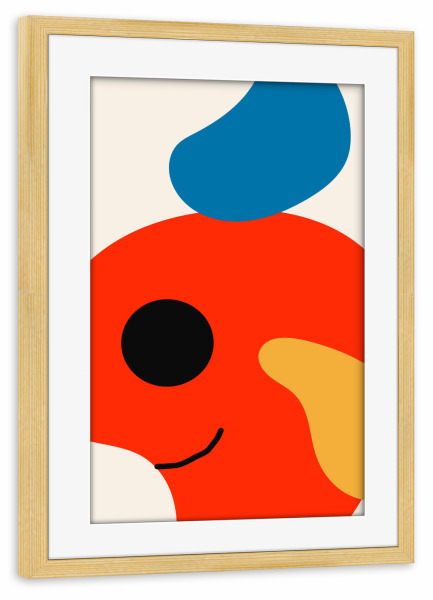 Poster mit Rahmen kiefer "Le Filou" artboxONE - Für Kinder,Abstrakt - Spaß,Lächeln,Lache,Kinder,Children,Nursery,Smile,Fun,Colorful,Bunt