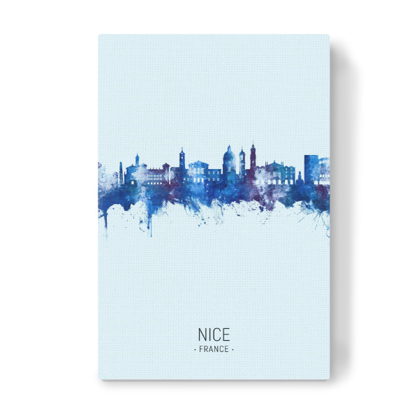 Leinwandbild "Nice France Skyline Dark Blue" artboxONE - Städte - Nice,France,Skyline,Cityscape,Stadtbild,Watercolor,Frankreich,City,Stadt