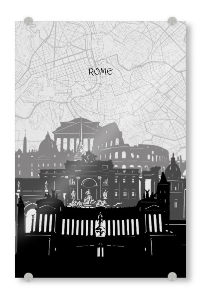 Acrylglasbild "Rome cityscape map" artboxONE - Städte,Reise,Architektur,Städte / Rom,Kartografie