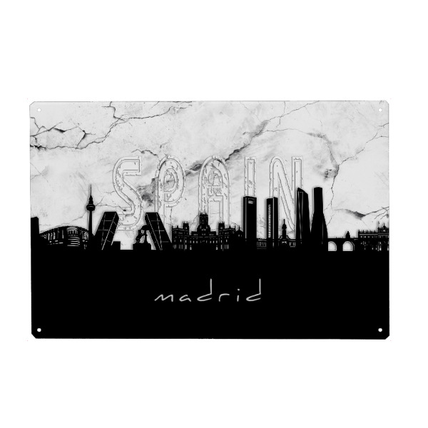 Holzbild "Madrid skyline marble" artboxONE - Städte,Reise,Architektur,Marmor