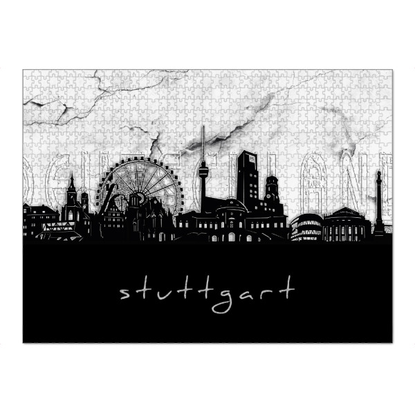 Puzzle Ravensburger "Stuttgart skyline marble" artboxONE - Städte,Reise,Architektur,Städte / Stuttgart,Kartografie
