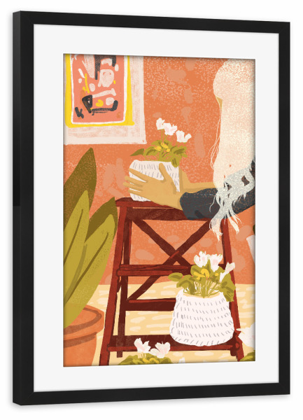 Poster mit Rahmen schwarz "The Indoor Gardener" artboxONE - Natur,Menschen