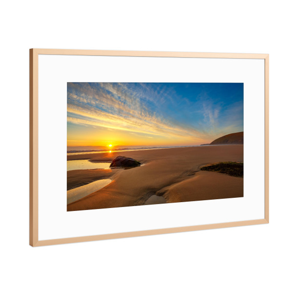 Poster mit Rahmen Kupfer "Einsamer Strand in Cornwall" artboxONE - Natur,Reise,Reise / Strand und Meer,Reise / Länder