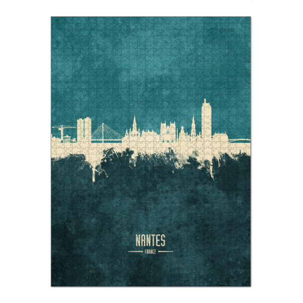 Puzzle Ravensburger "Nantes France Skyline Turquoise" artboxONE - Städte