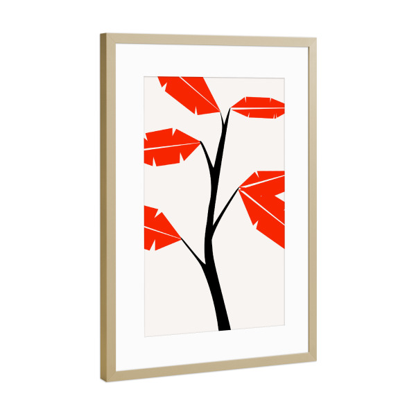Poster mit Rahmen Gold "Banana Tree Feeling" artboxONE - Natur,Abstrakt - Baum,Blatt,Blätter,Leaves,Tree,Abstract,Abstrakt,Nature,Natur,Minimal
