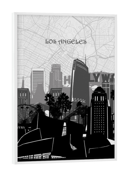 Poster mit weißem Rahmen "Los angeles cityscape map" artboxONE - Städte,Reise,Architektur,Städte / Los Angeles,Kartografie