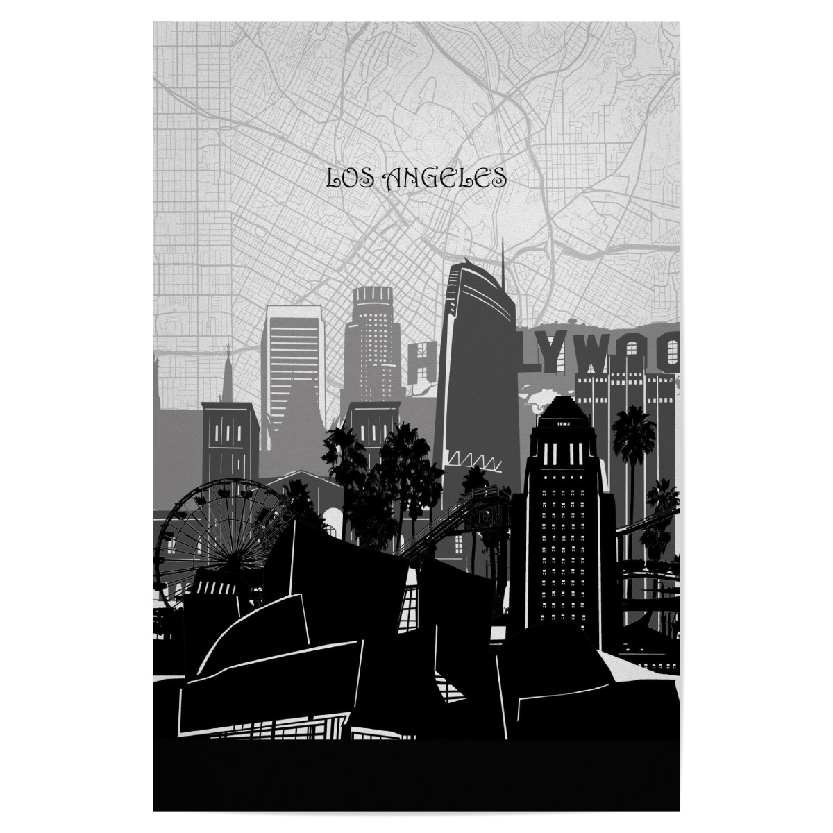 Los Angeles Cityscape Map Als Poster Bei Artboxone Kaufen