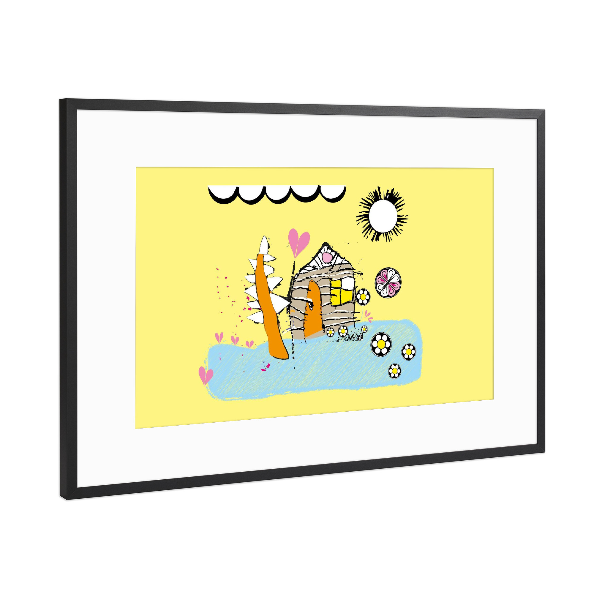Poster mit Rahmen Schwarz (Metallic) "Conas Häuschen" artboxONE - Für Kinder,Lustig