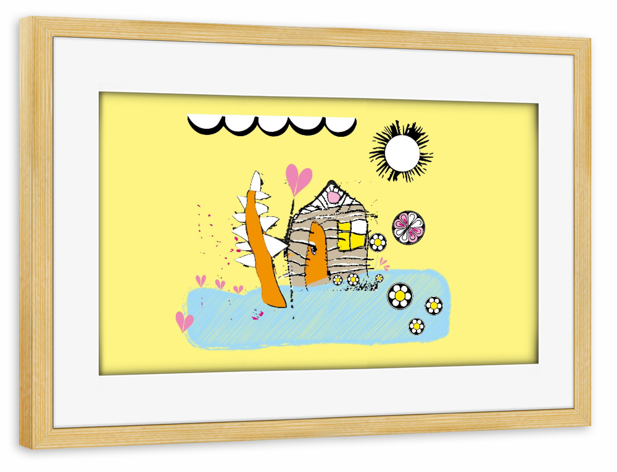 Poster mit Rahmen kiefer "Conas Häuschen" artboxONE - Für Kinder,Lustig