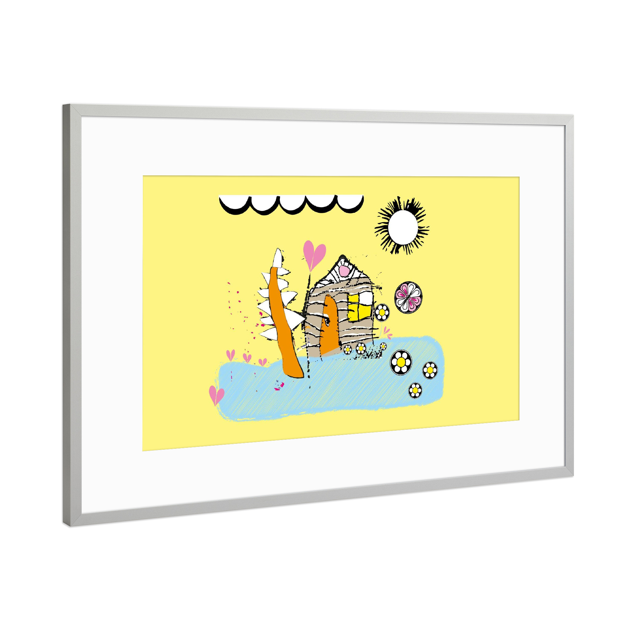 Poster mit Rahmen Silber "Conas Häuschen" artboxONE - Für Kinder,Lustig