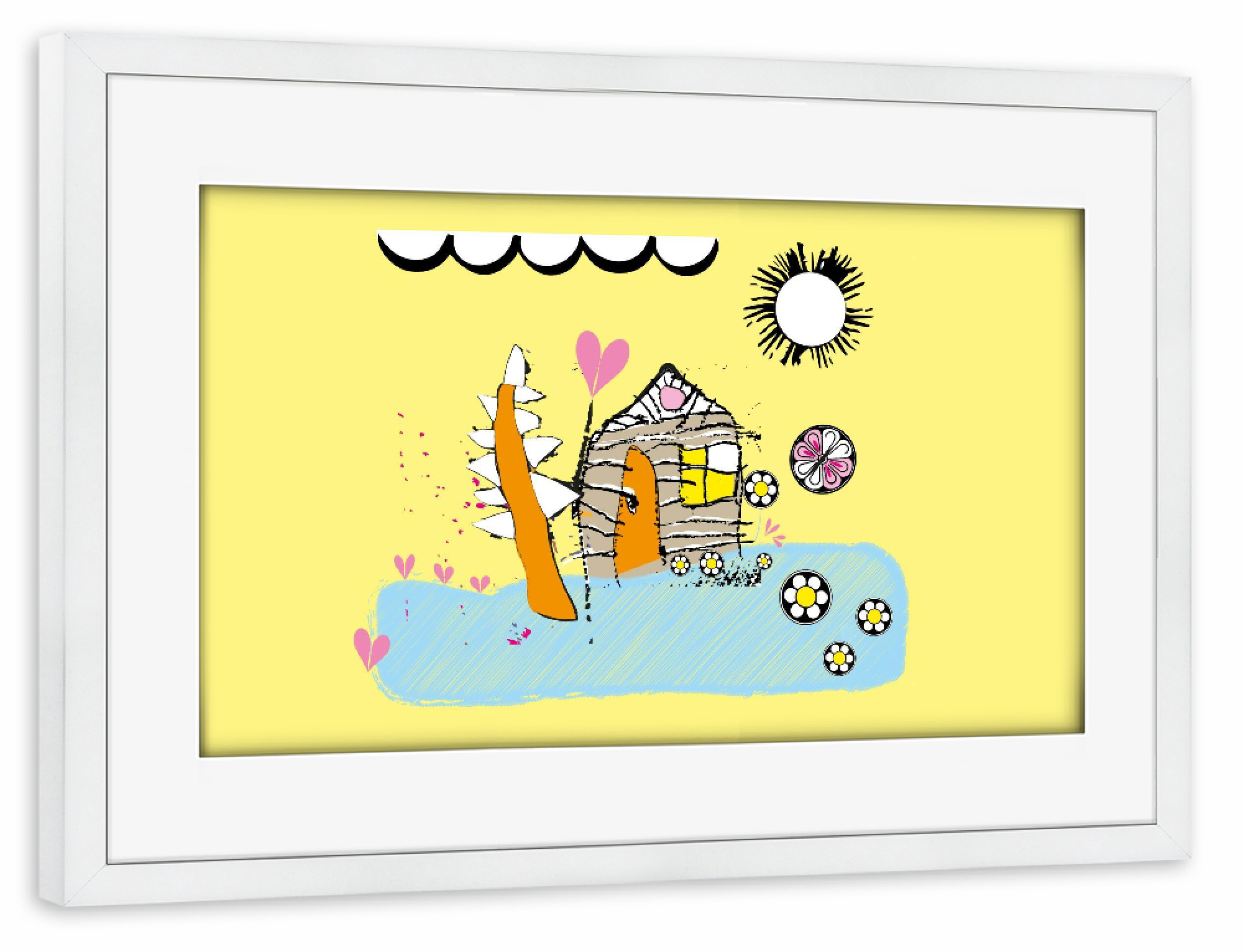 Poster mit Rahmen weiß "Conas Häuschen" artboxONE - Für Kinder,Lustig