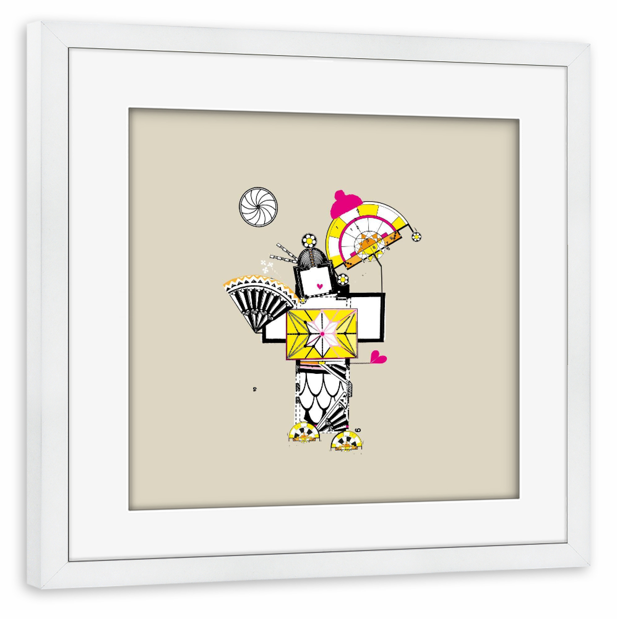 Poster mit Rahmen weiß "Geisha mit Sonnenschirm" artboxONE - Für Kinder,Abstrakt,Liebe