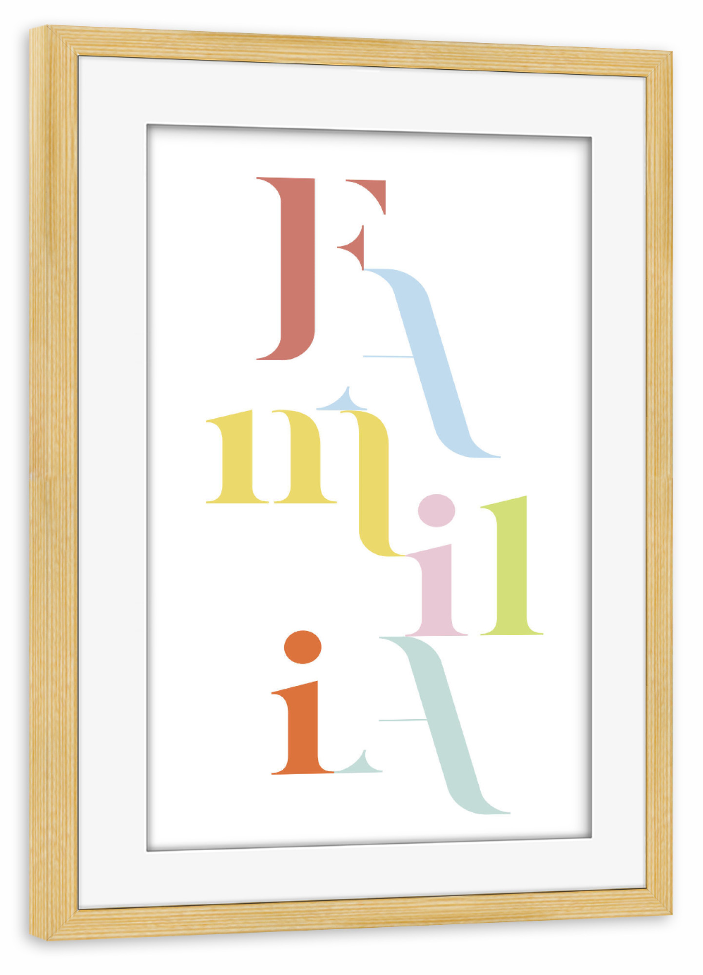 Poster mit Rahmen kiefer "Familia spanisch" artboxONE - Typografie,Liebe,Für Mama,Für Papa