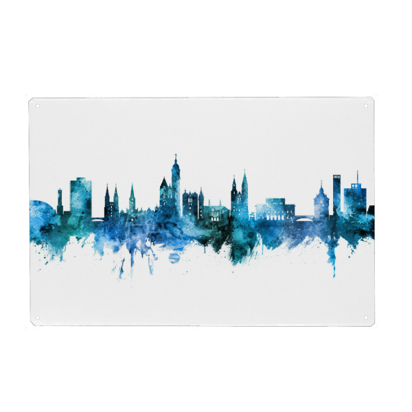 Holzbild "Braunschweig Germany Skyline Blue" artboxONE - Städte