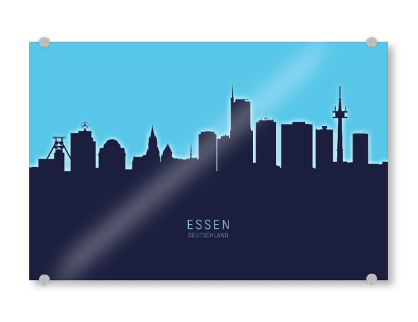 Acrylglasbild "Essen Germany Skyline Glow Blue" artboxONE - Städte