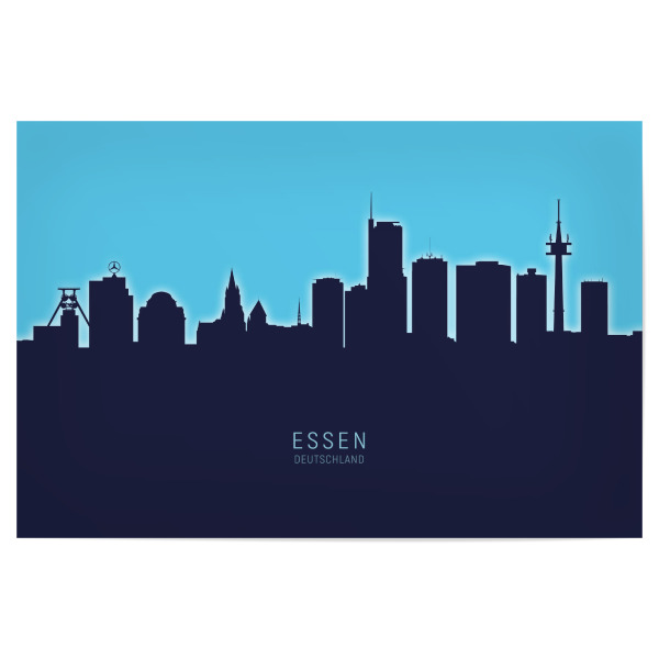 Poster 30x20 cm "Essen Germany Skyline Glow Blue" artboxONE - Städte