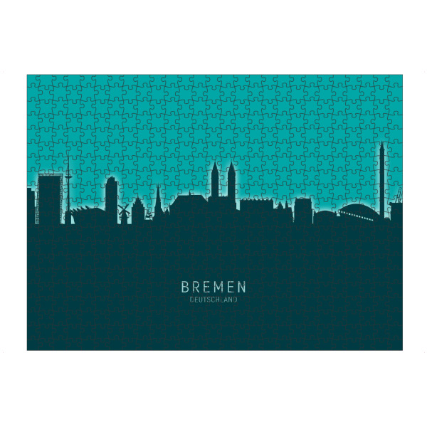artboxONE Puzzle "Bremen Germany Skyline Glow Teal" artboxONE - Städte