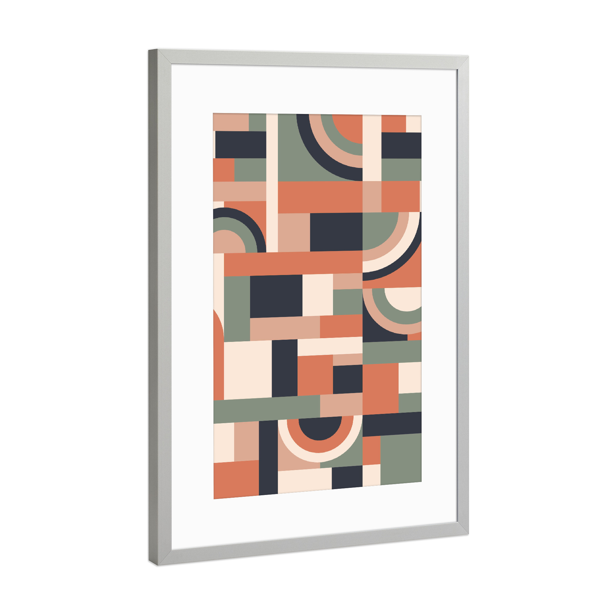 Poster mit Rahmen Silber "Earth Tones Blocks" artboxONE - Abstrakt,Geometrie